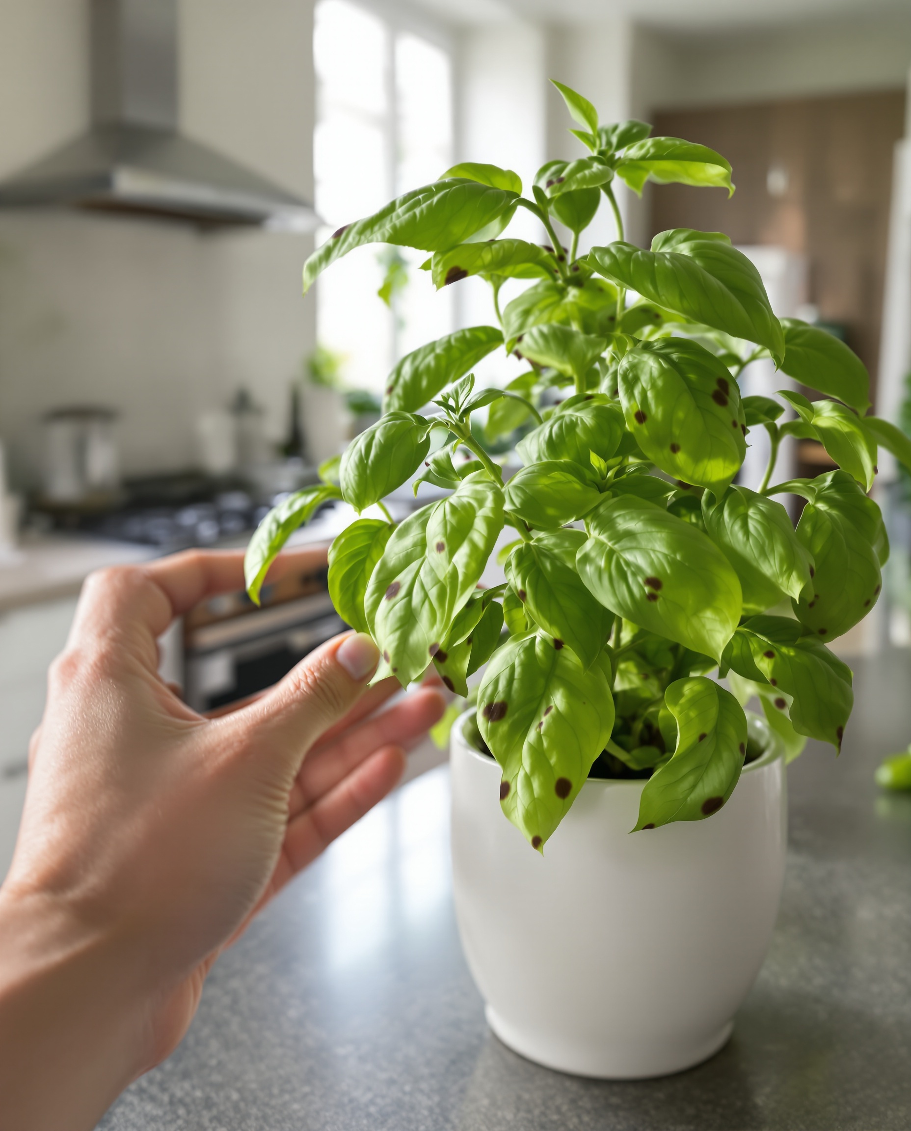 Feuille tachetée : manger ou jeter ? Scène esthétique contemporaine.