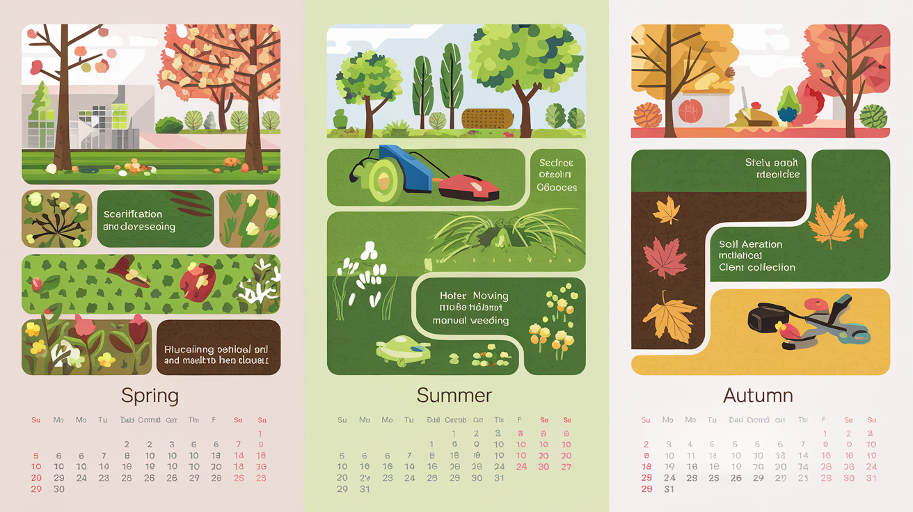 Calendrier artistique de l'entretien écologique de la pelouse