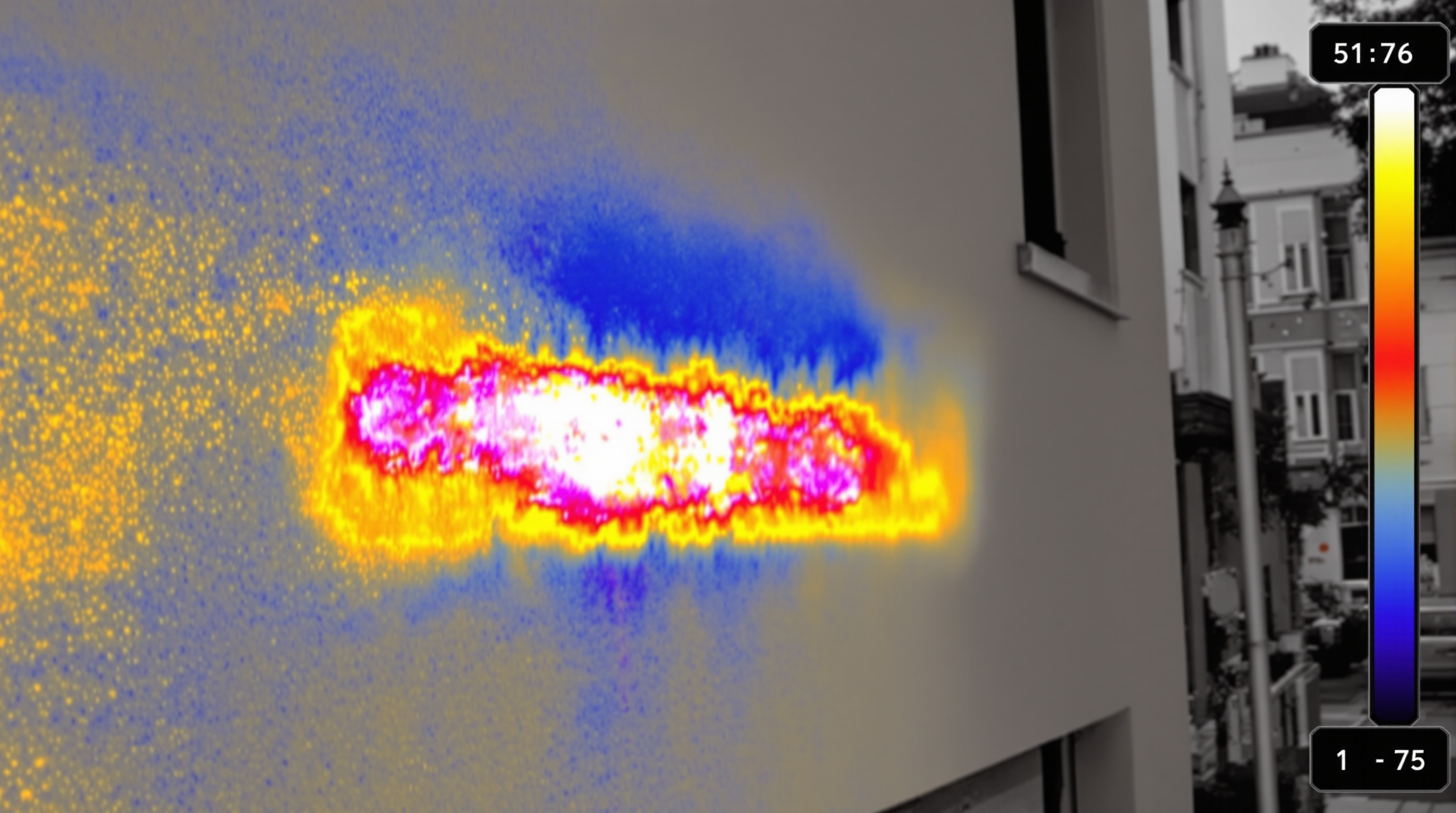 Image illustrant une caméra thermique révélant un pont thermique sur un mur extérieur.