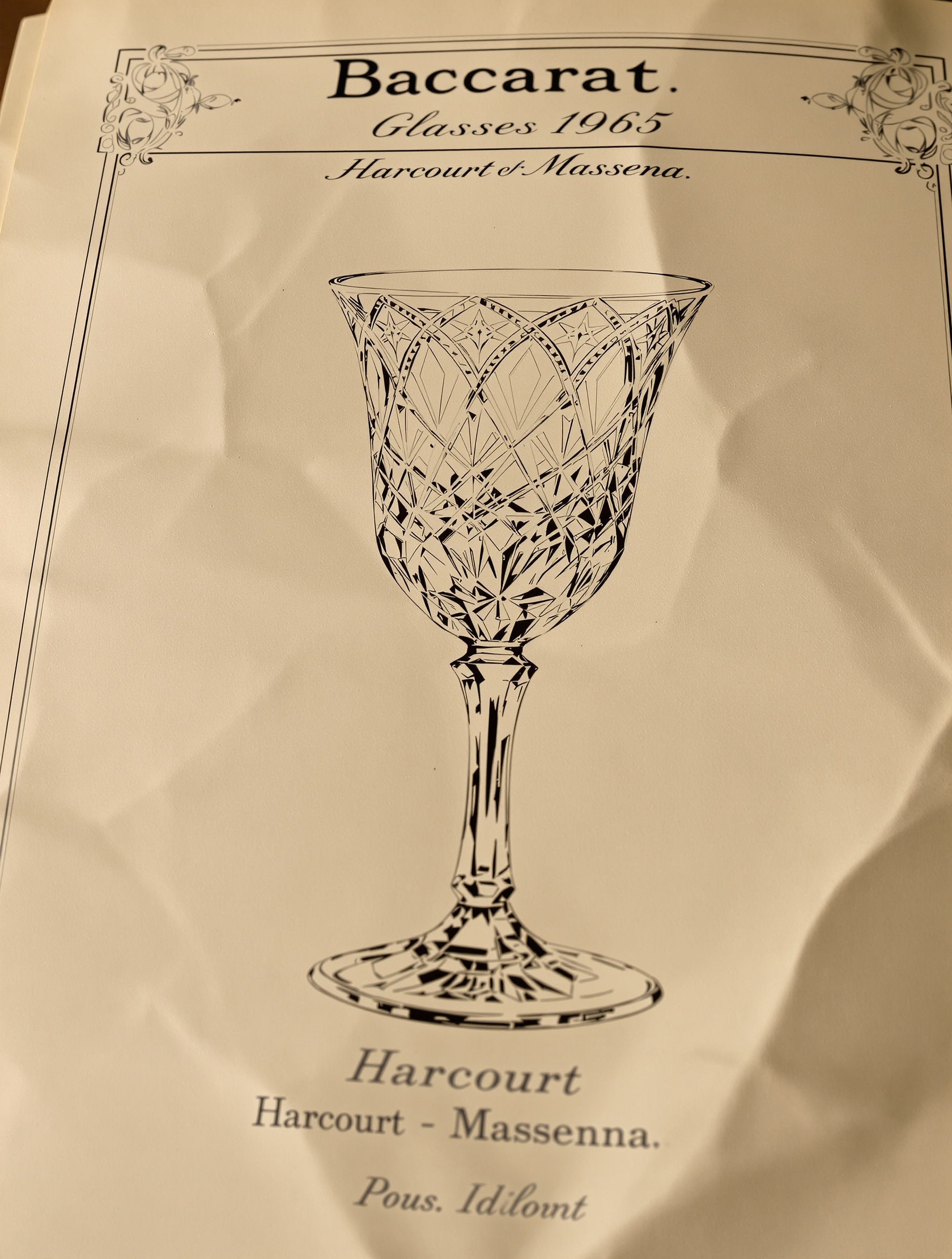 Extrait annoté catalogue Baccarat ancien modèle Harcourt