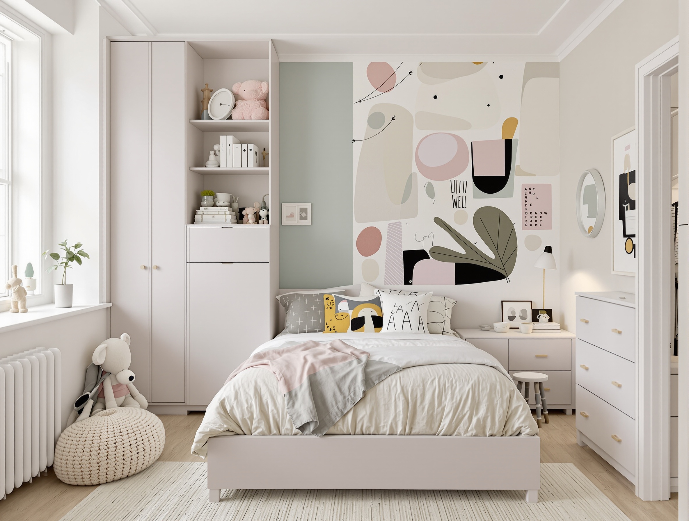 Chambre partagée chic Cy Twombly artistique