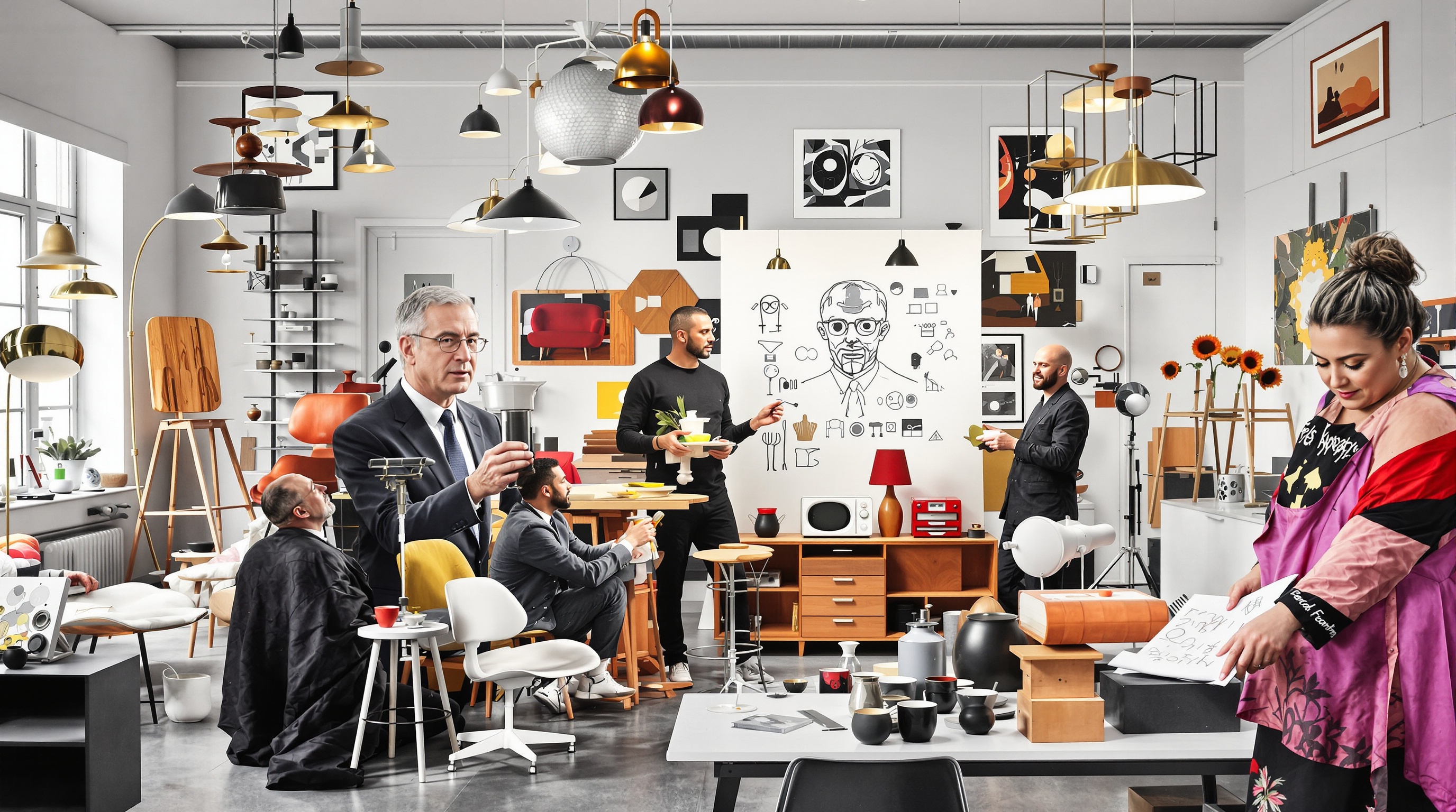 Collage designers Eames Starck Aalto Rams Abloh