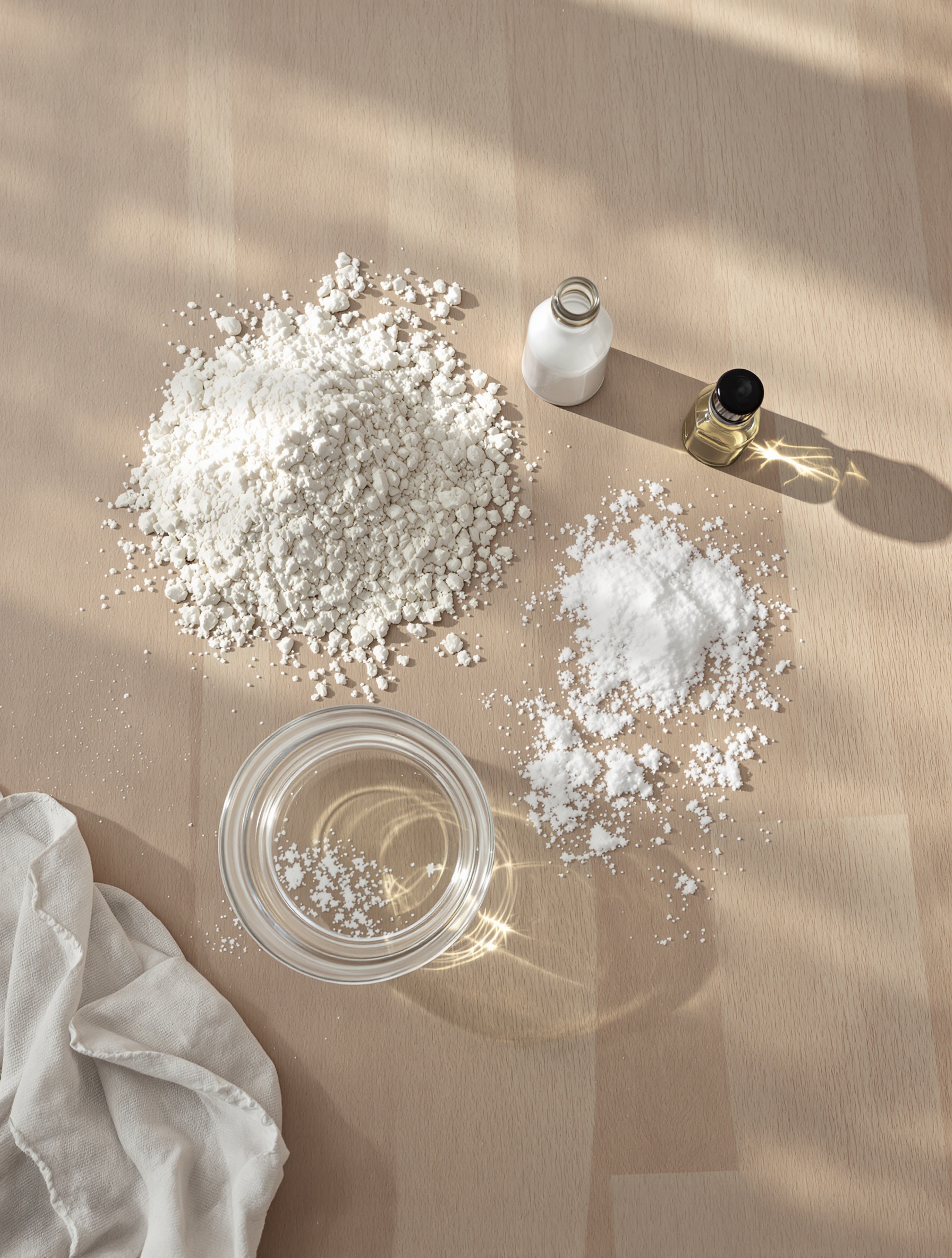 Ingrédients pâte à sel sans cuisson présentés façon atelier d'artiste