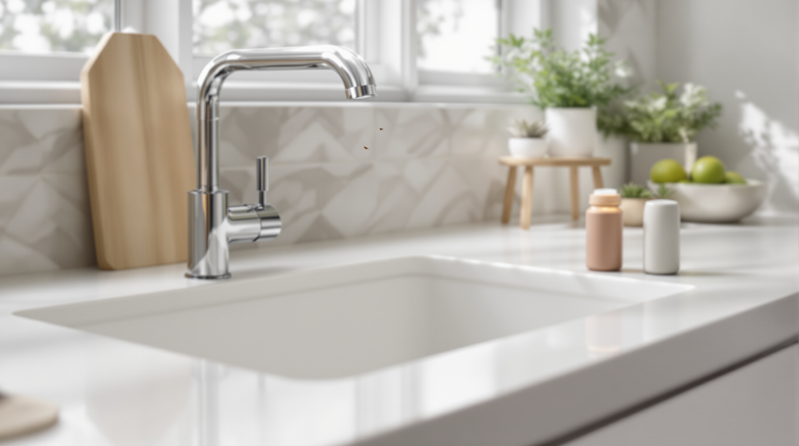 Evier cuisine design bouchon élégant diffuseur huiles essentielles prévention