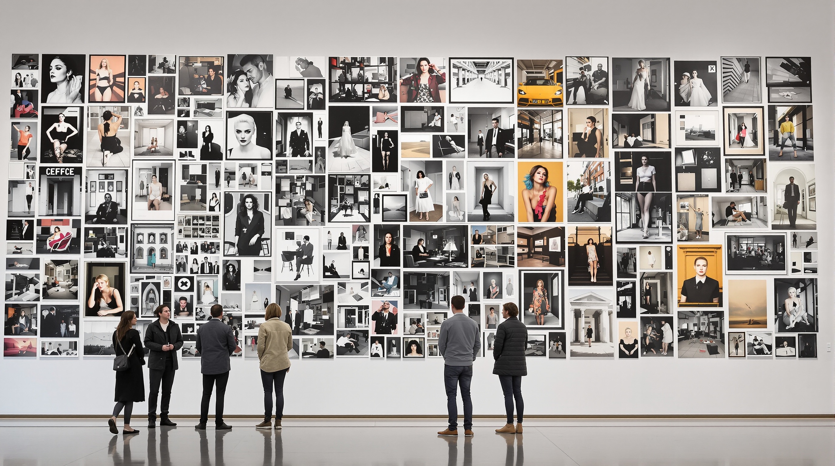Vue intérieure de la Galerie Esther Woerdehoff avec un accrochage mixte d'œuvres de Blumenfeld, Cartier-Bresson, Cravo Neto, Jorion et Roy.