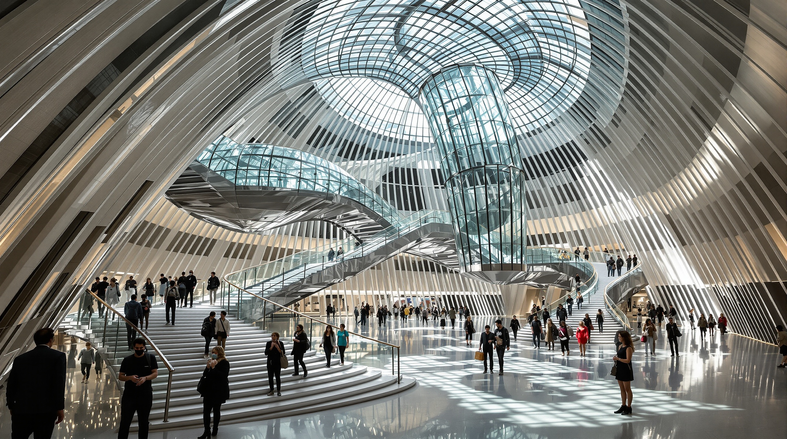 Vue intérieure spectaculaire Galeries Lafayette Champs-Élysées architecture Bjarke Ingels
