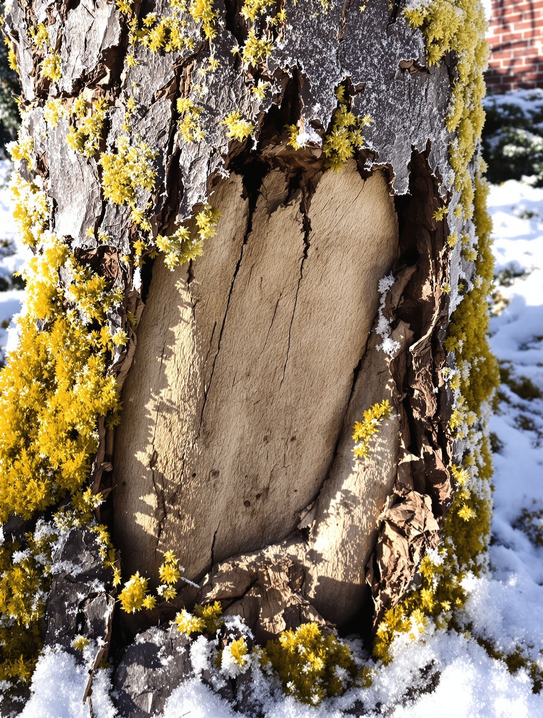 Base d’un citronnier gelé avec écorce décollée après mort – diagnostic jardinier