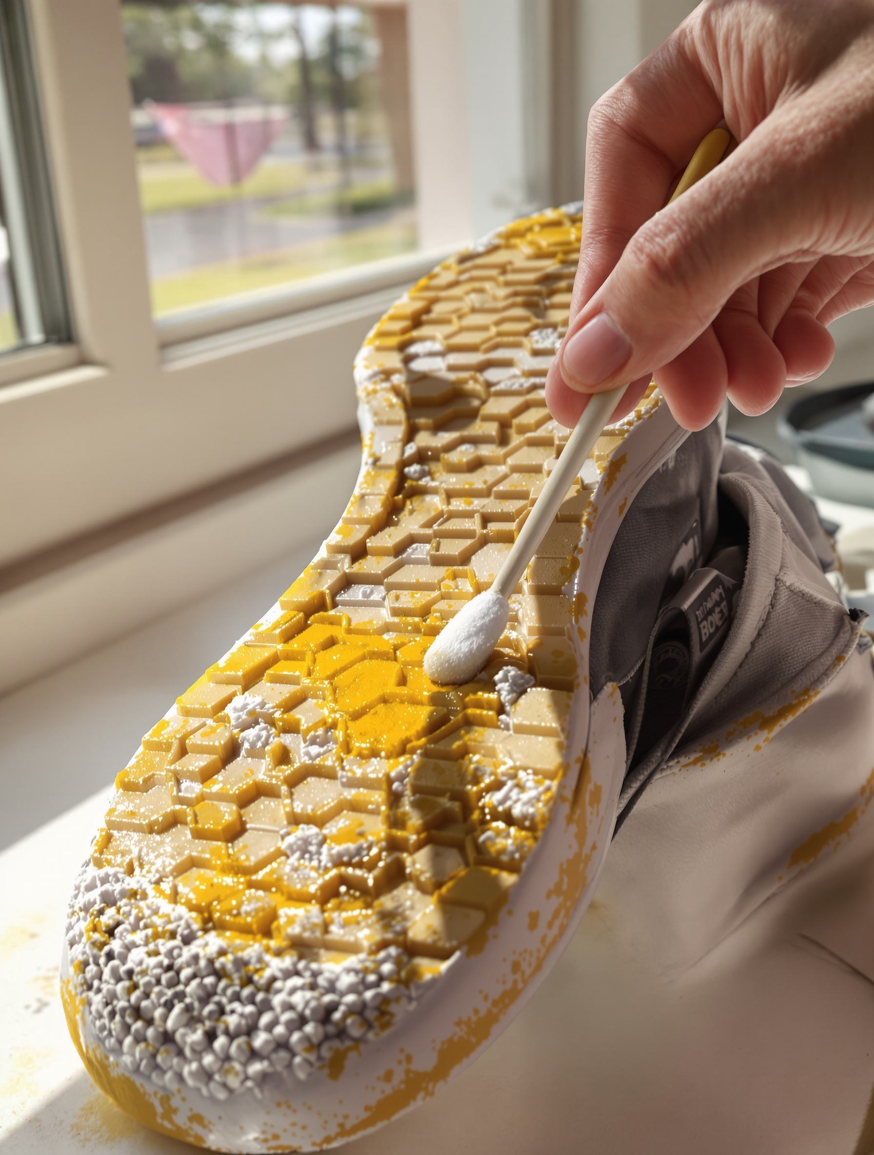 application eau oxygénée coton-tige soleil restauration objet précieux sneakers