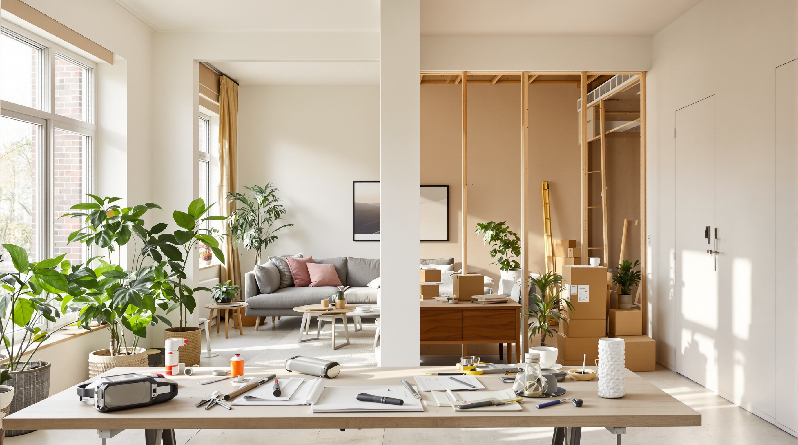 Nouvelle cloison montée : l'espace réinventé et prêt à vivre.