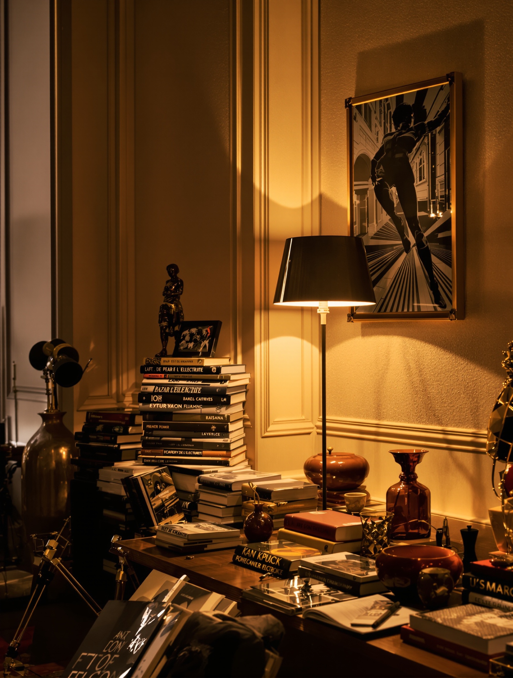 Intérieur mystérieux du Bazar de l'Électricité, suspensions design et lumière chaude