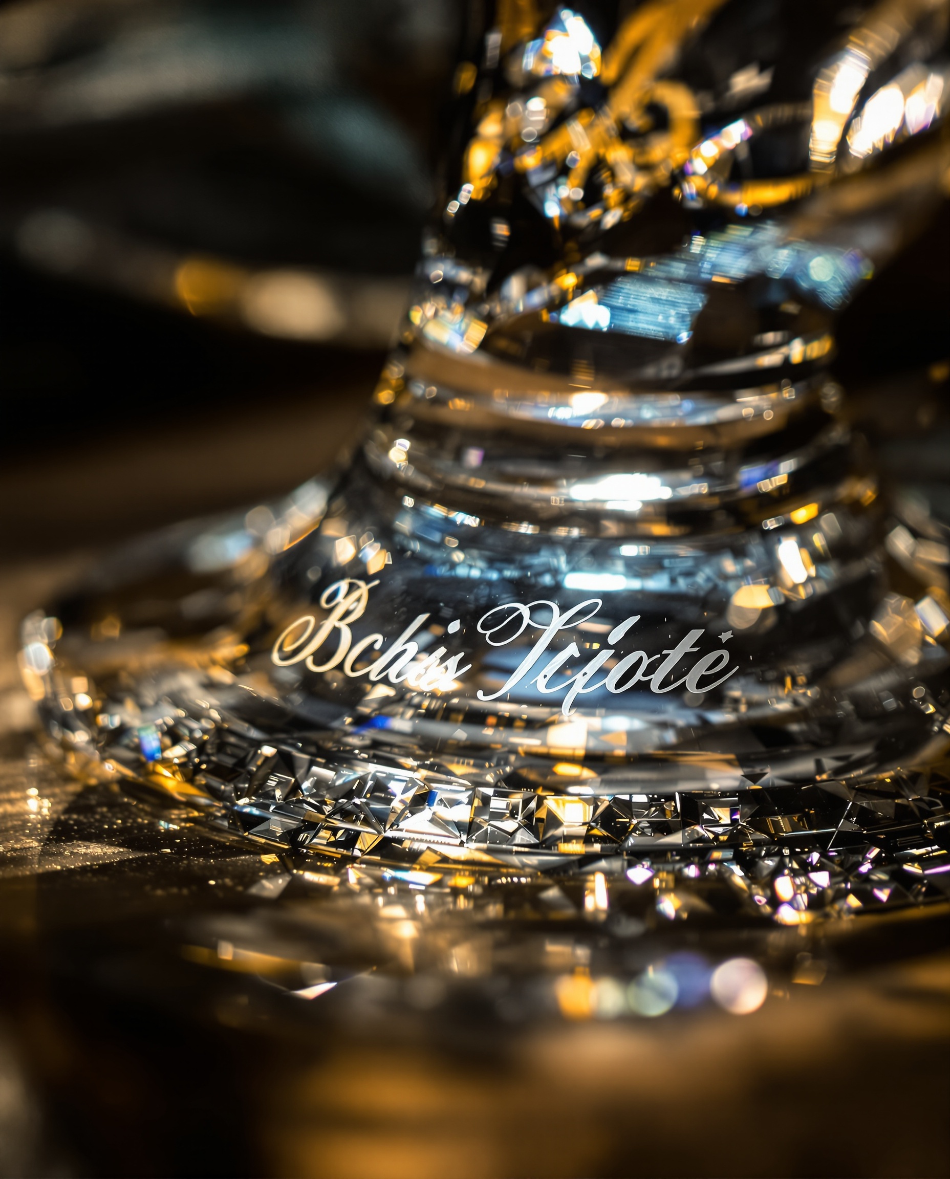 Signature gravée à l’acide Baccarat sur pied de verre ancien