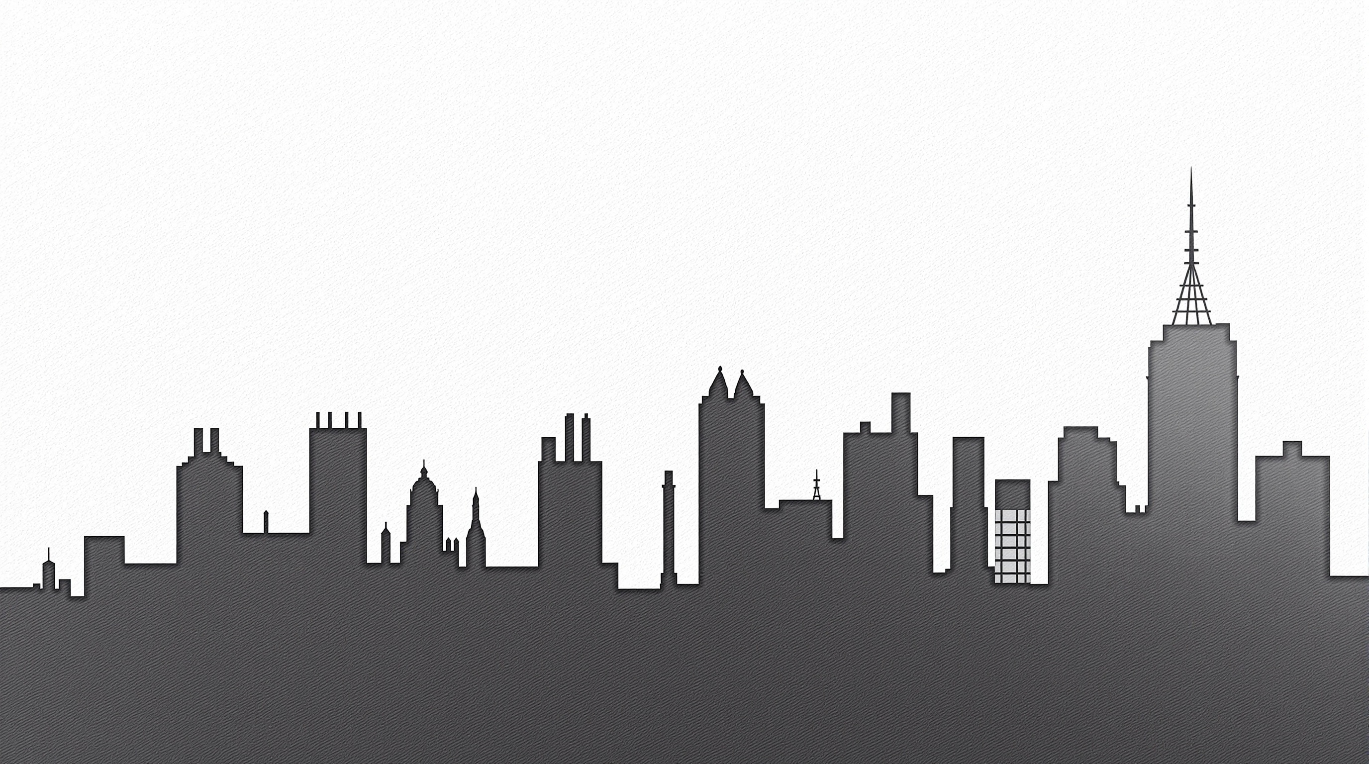 Cable art mural représentant une skyline urbaine minimaliste avec clous transparents et fil électrique design