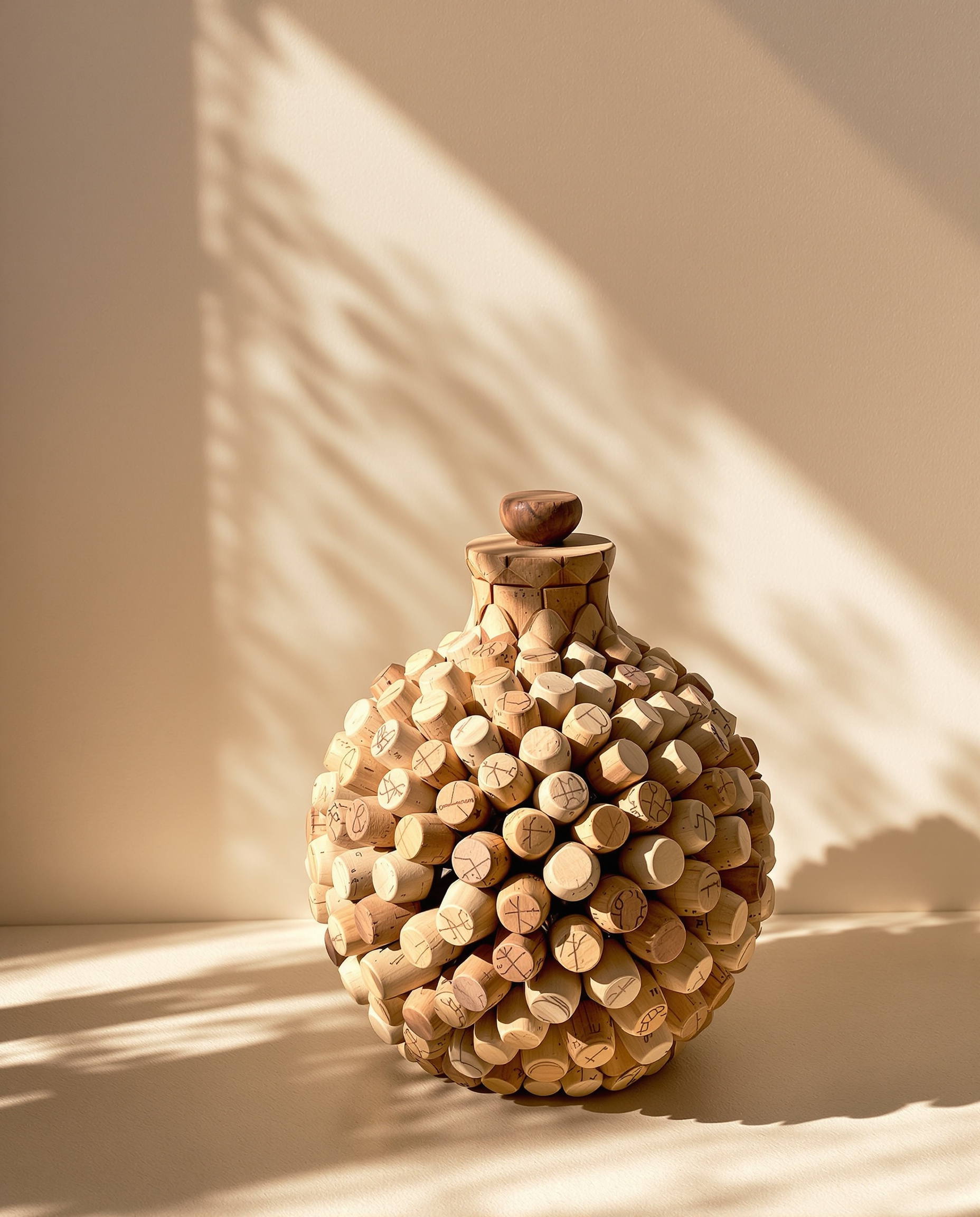 Dessous de plat original fait main avec des bouchons de liège recyclés. Unicité garantie et texture chaleureuse assurée.