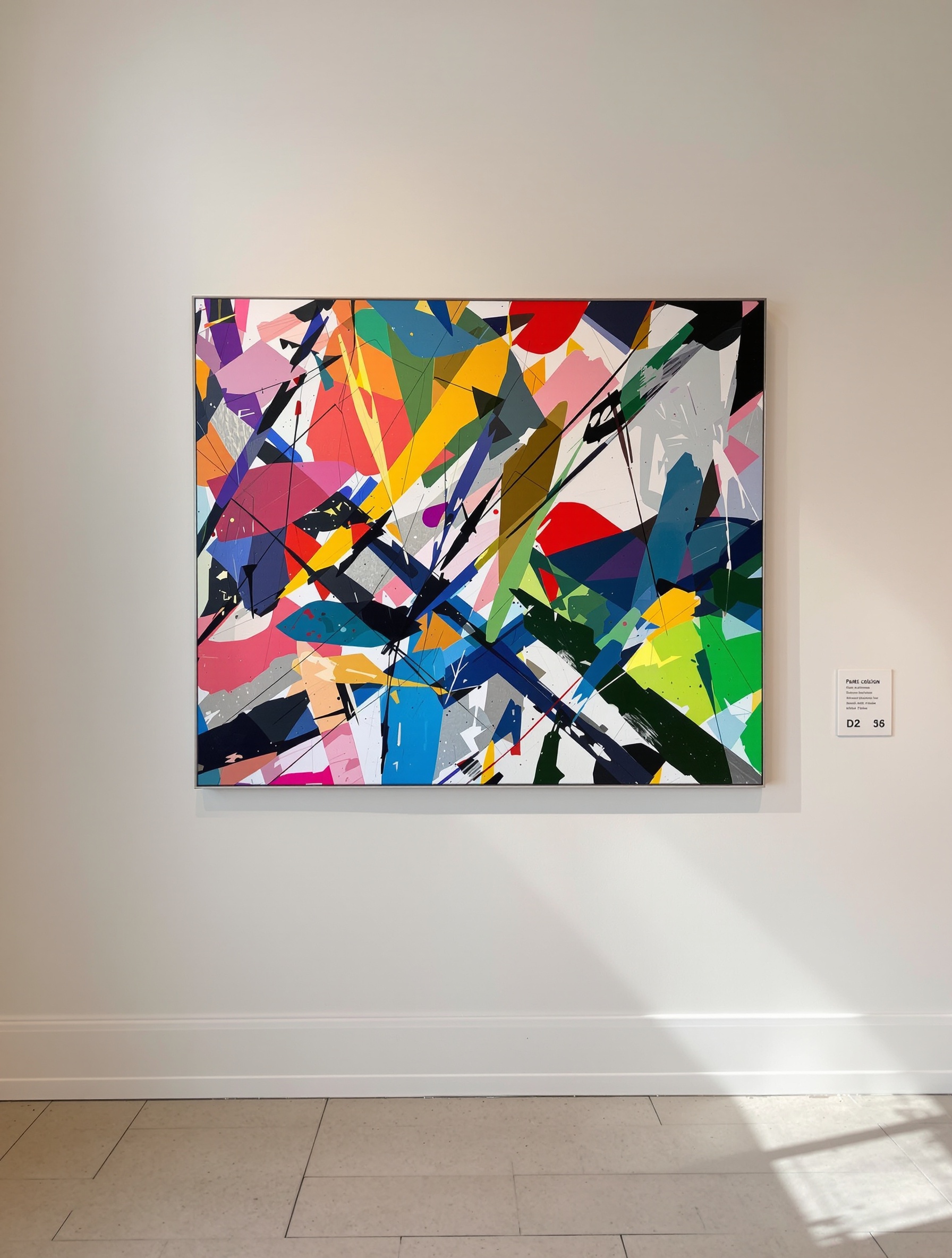 Œuvre contemporaine emblématique exposée à la Galerie Keller : composition abstraite aux couleurs vives, lignes dynamiques et lumière naturelle.