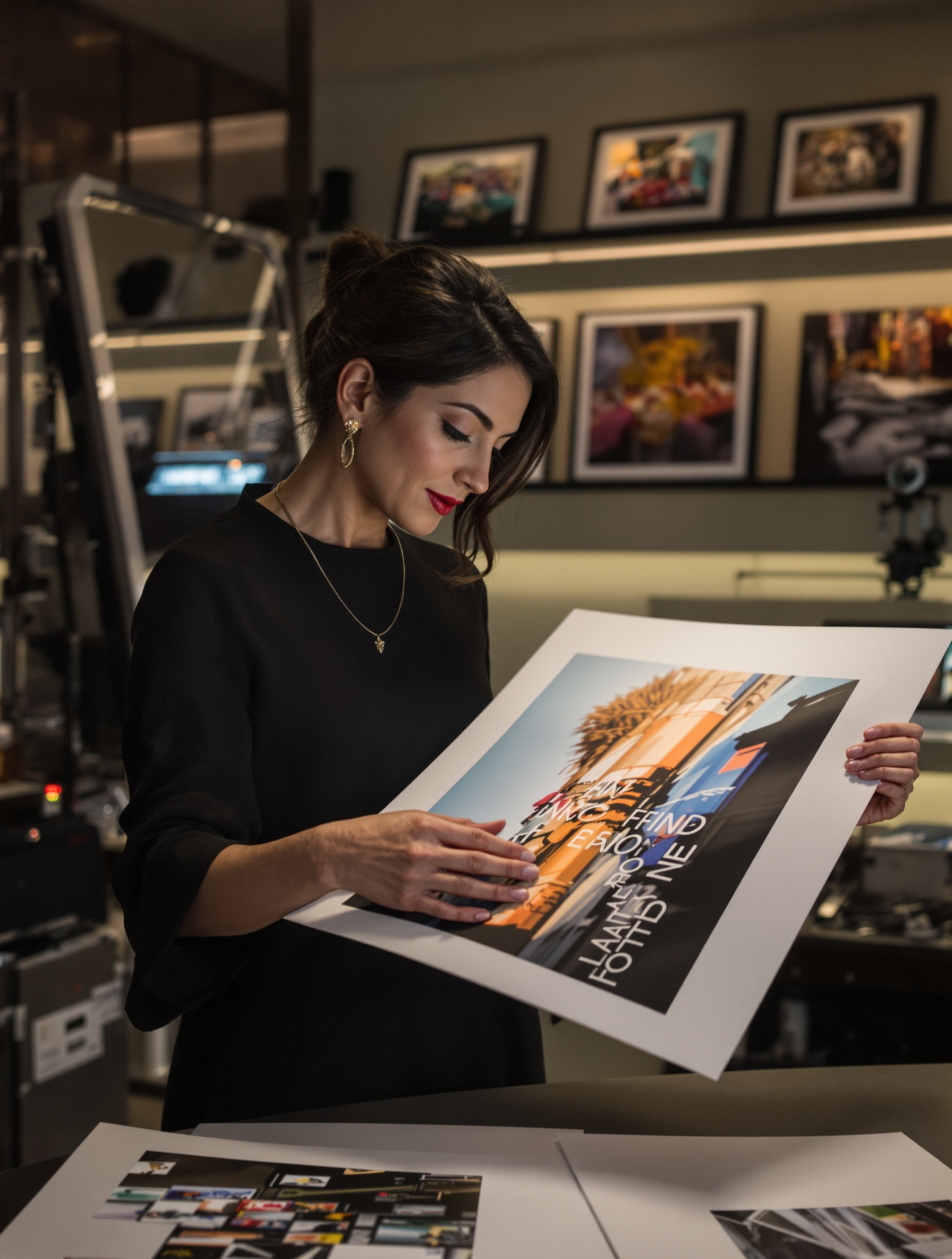 Photographe admirant un tirage d'art ultra-précis réalisé chez Fotodart à Paris
