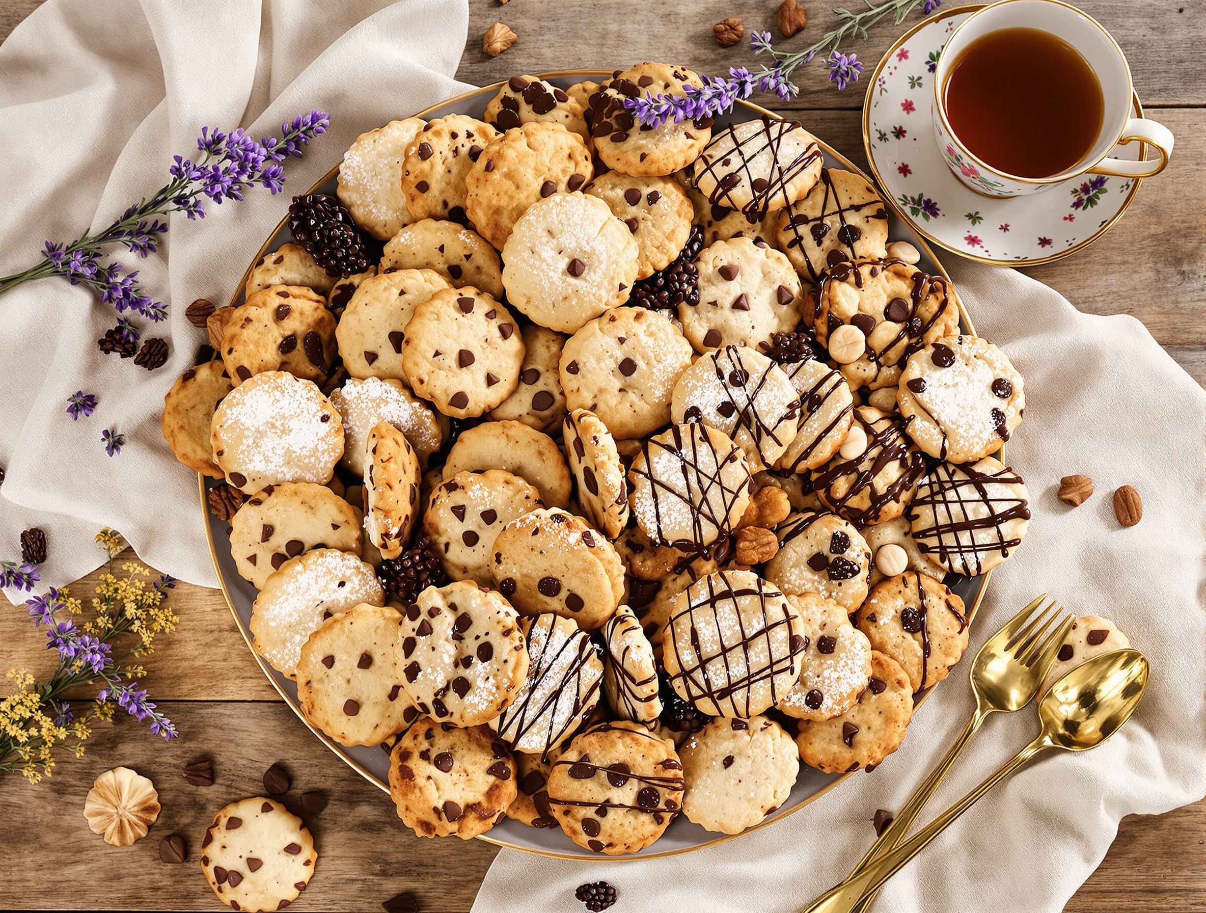 plateau cookies variés pépites noix fruits secs épices