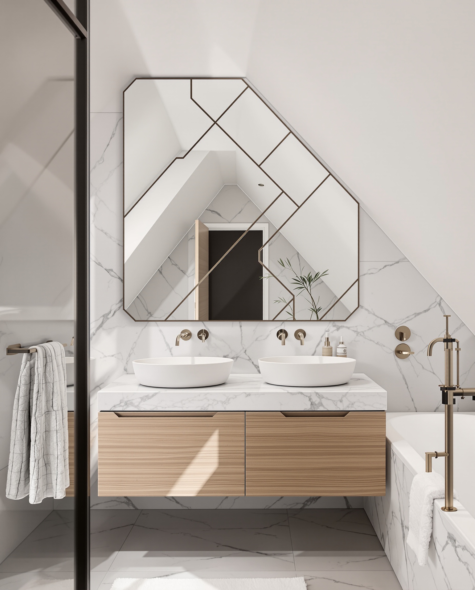 Salle de bain sous pente 5m2 contemporaine design optimisé signature artistique