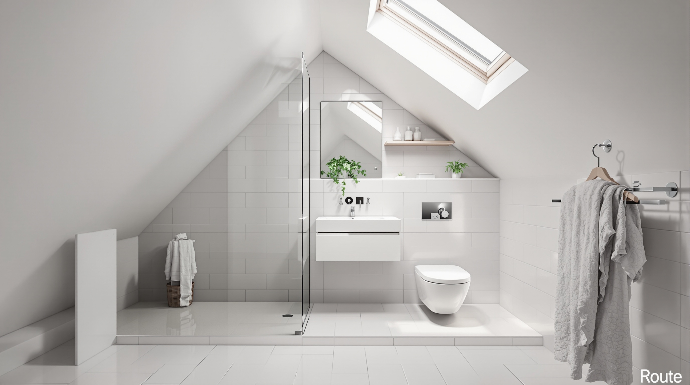 Salle de bain sous pente optimisée gain de place équipements sur mesure