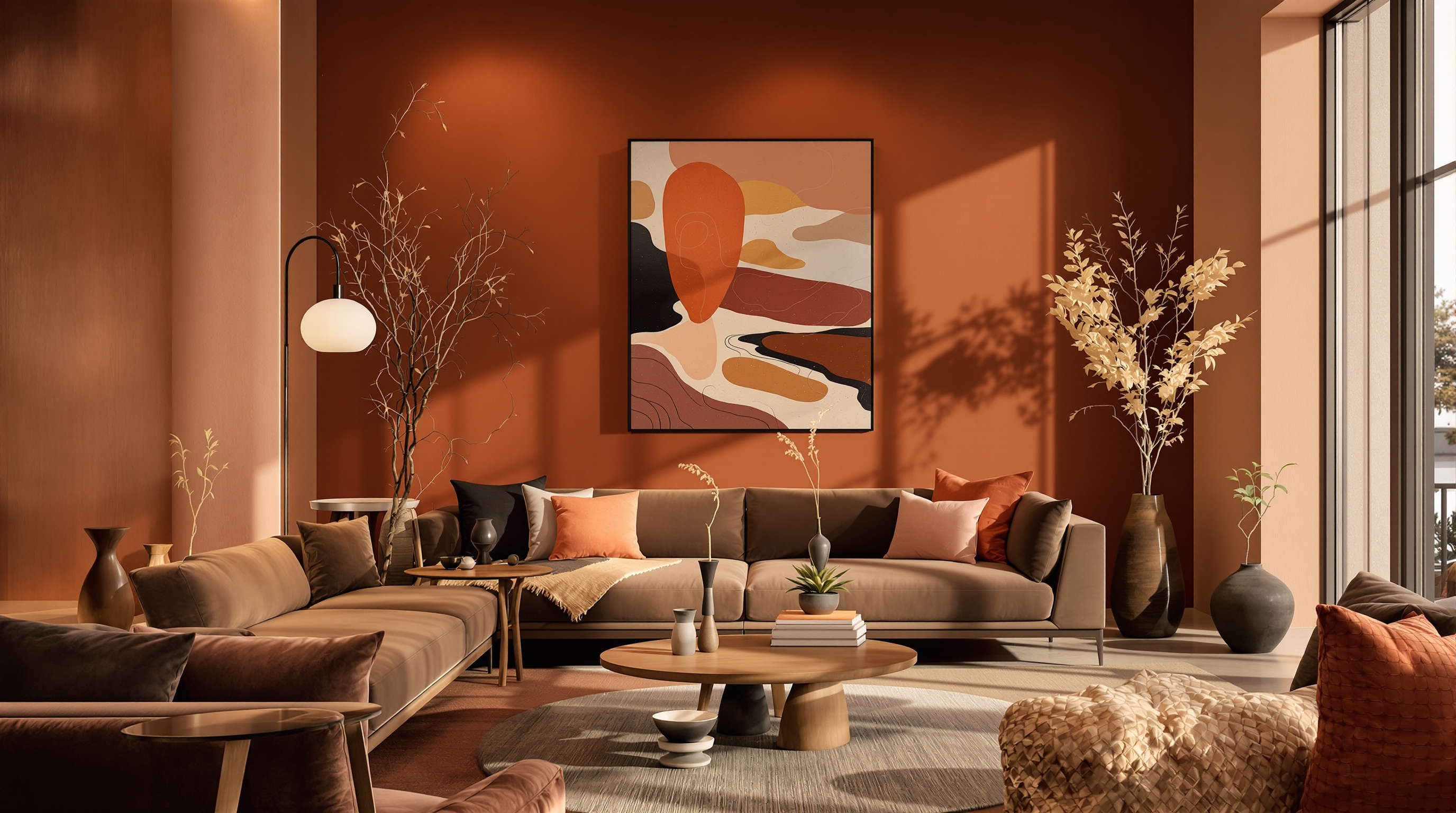 salon contemporain 2025 couleurs profondes naturelles ambiance sophistiquée