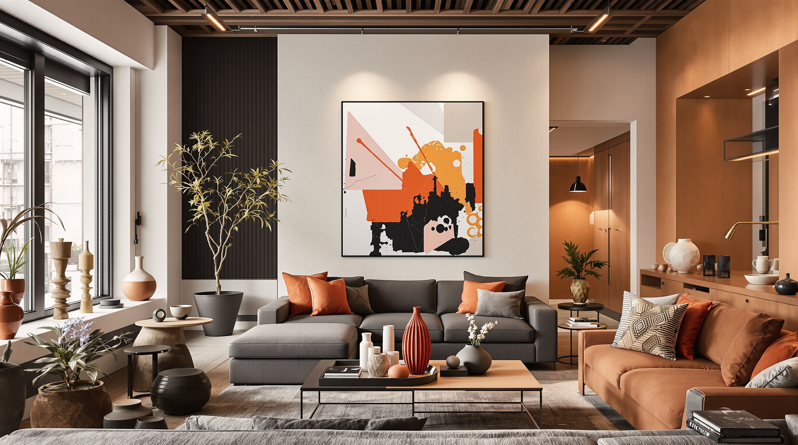 symphonie chromatique salon matériaux éclairage accessoires 2025