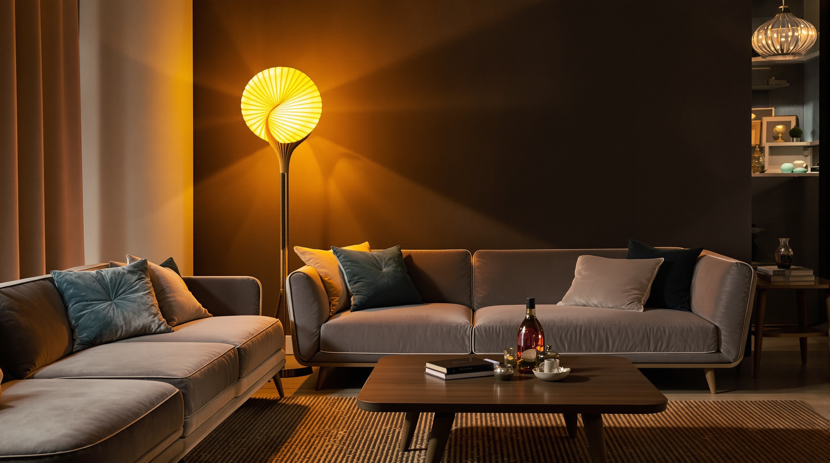 scène salon contemporain lampe design en vedette