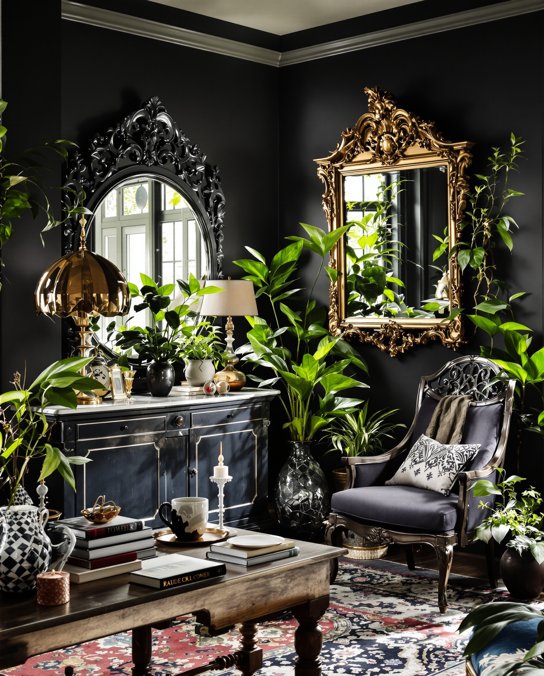 Salon éclectique décoré avec des trouvailles de vide-maison
