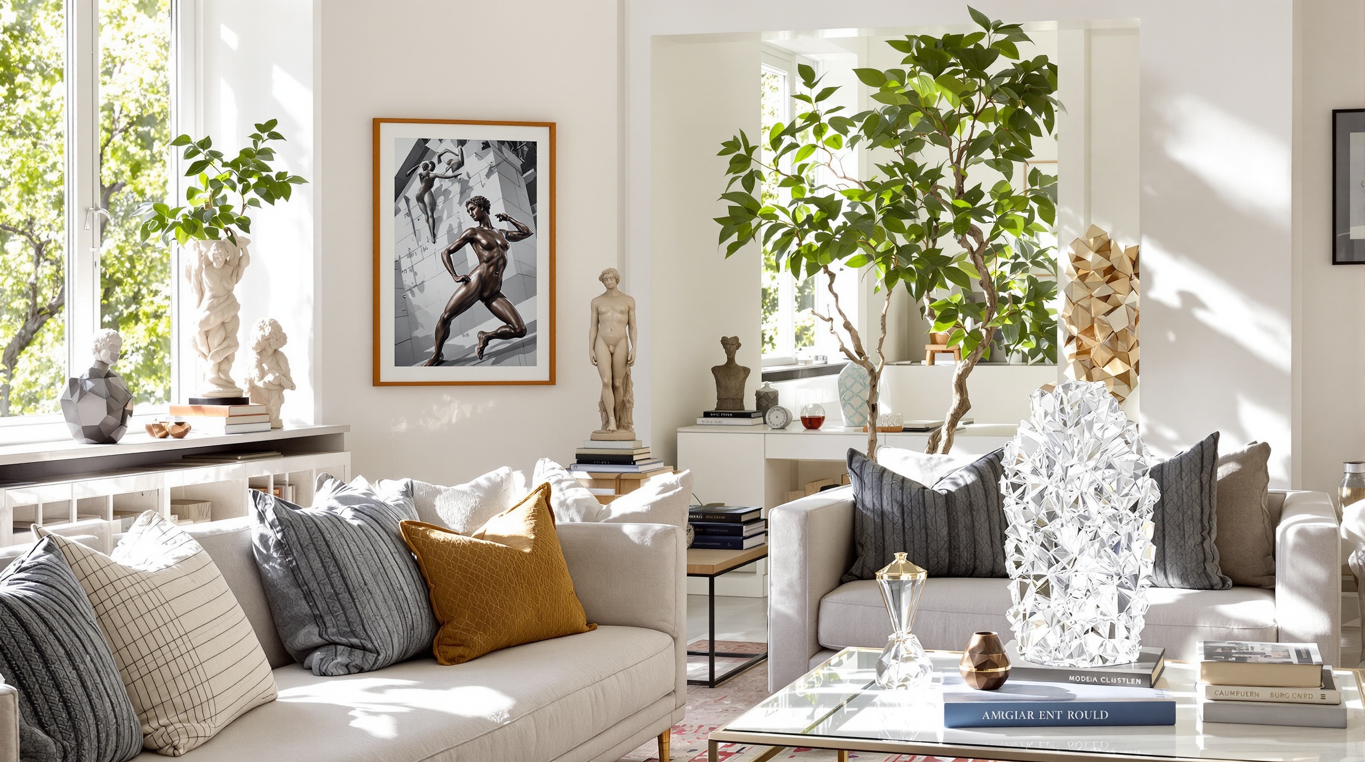 Sculpture française contemporaine dans un intérieur chaleureux