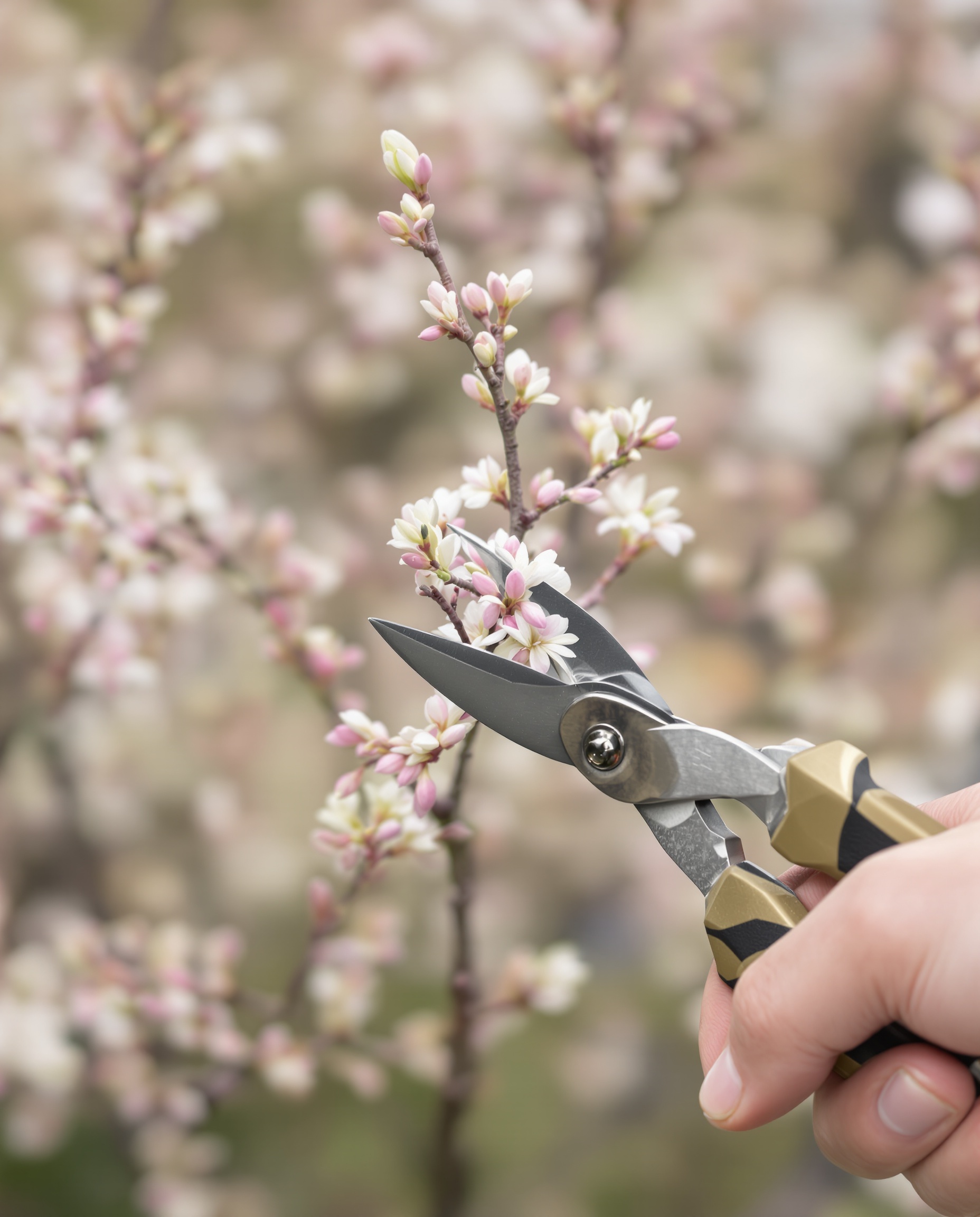 Taille artistique d'un saule crevette Hakuro Nishiki en fin d'hiver