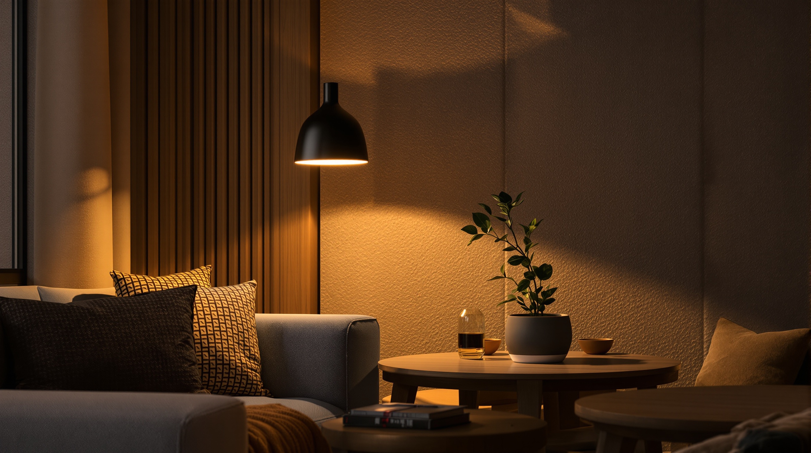 scène d'intérieur chaleureux lampe design iconique ambiance poétique