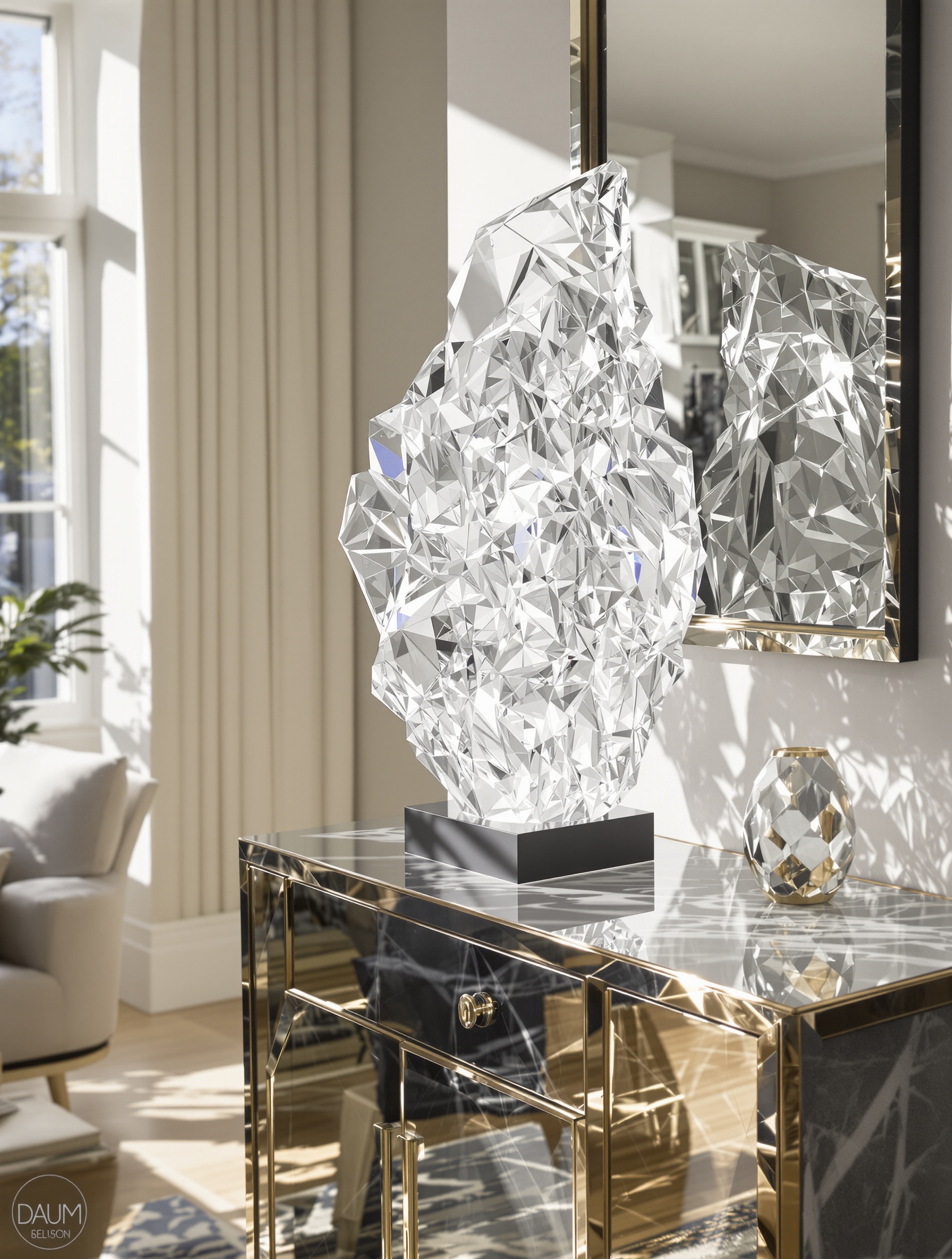 Sculpture en pâte de cristal Daum dans une décoration contemporaine raffinée