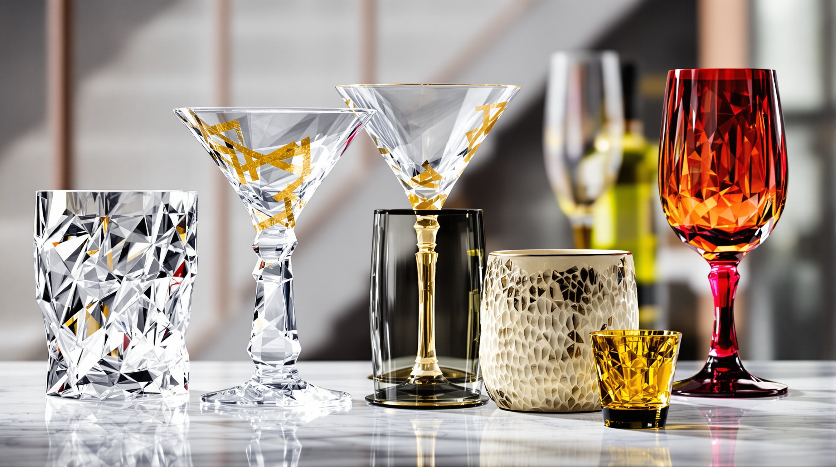 sélection variée de verres à cocktail originaux et design