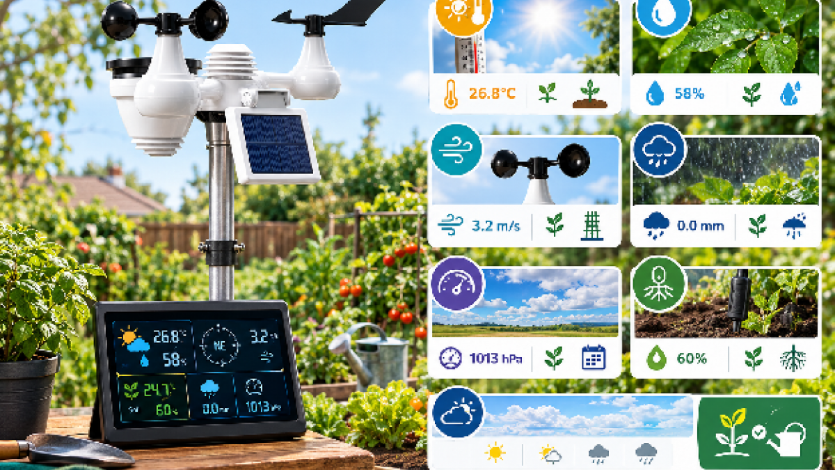 Station météo avec capteurs de température et humidité et console de suivi