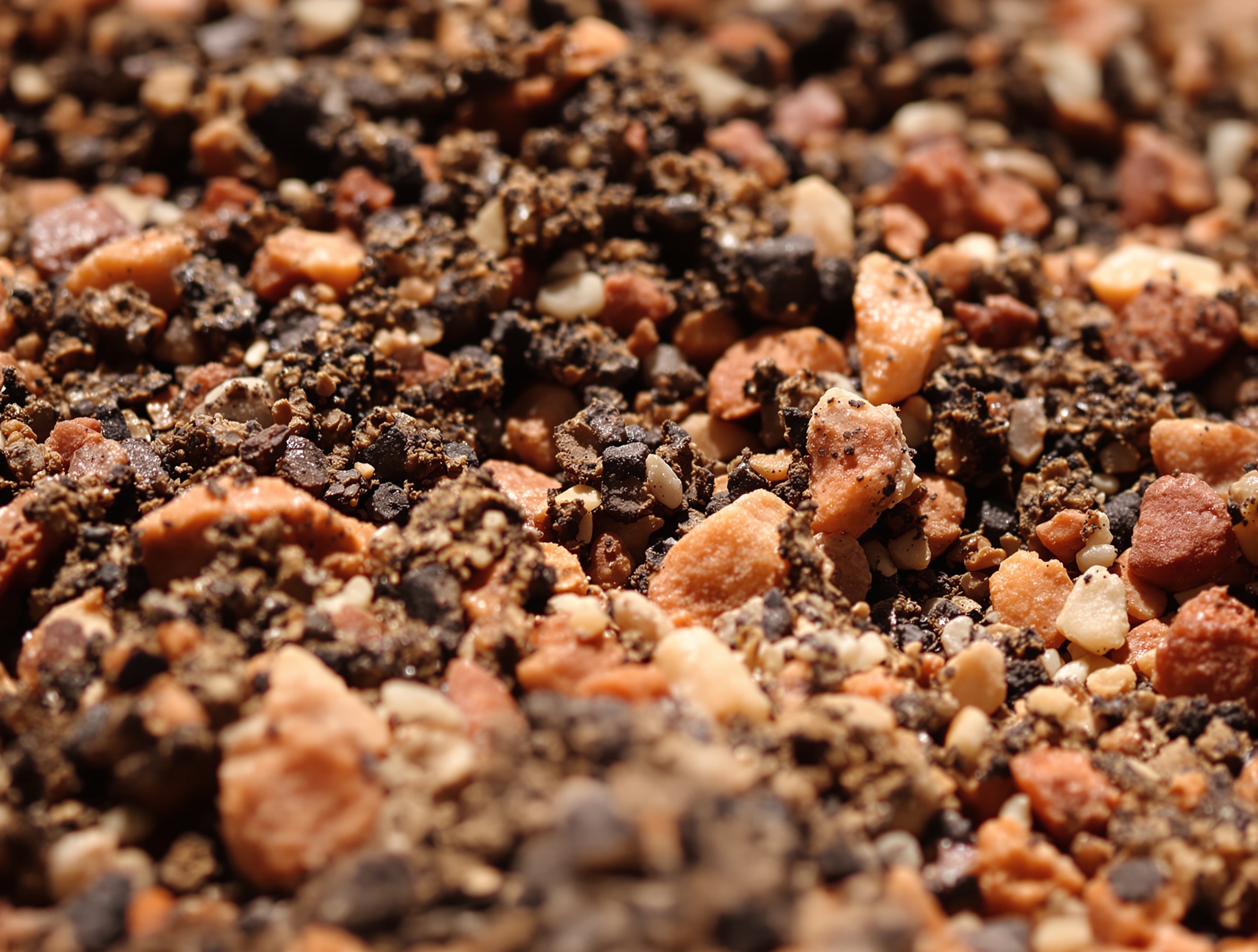 Gros plan sur un mélange de terreau, pouzzolane et sable, montrant la texture aérée et drainante du substrat idéal pour un palmier.