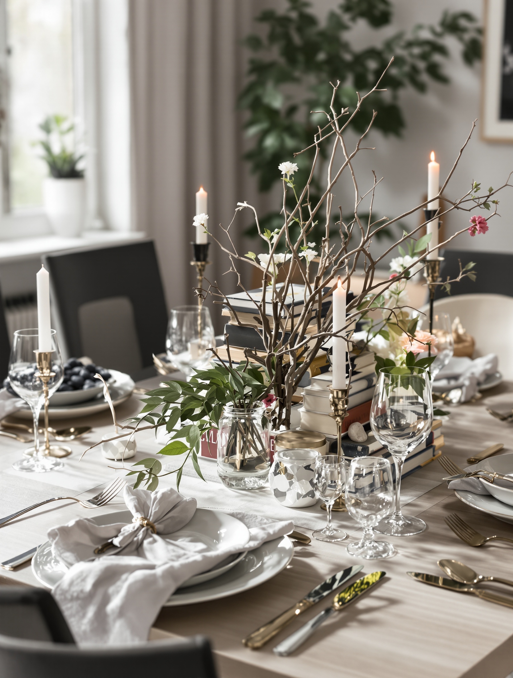 centre de table DIY mélange objets détournés éléments naturels