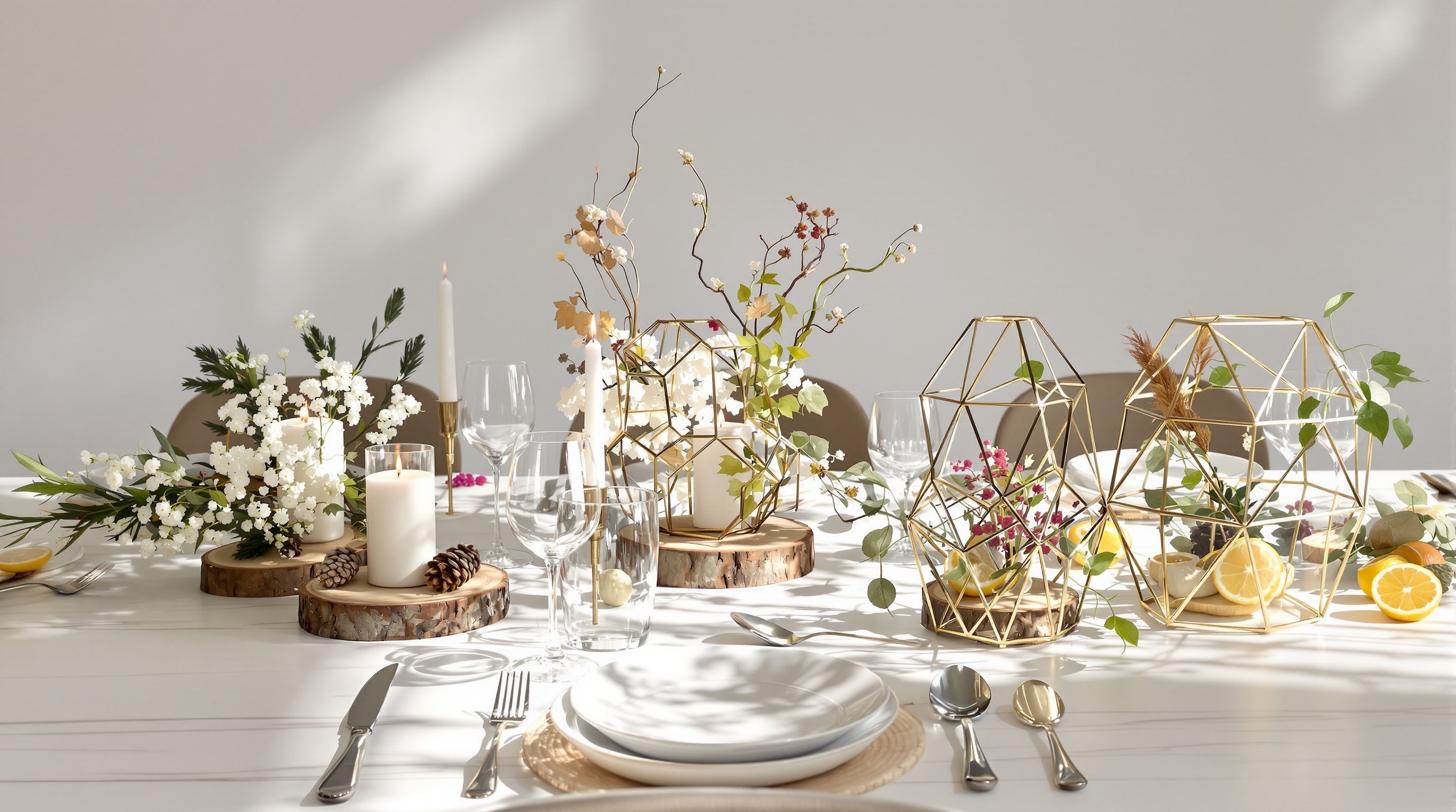 centre table inspiration champêtre romantique moderne bohème saisonnier