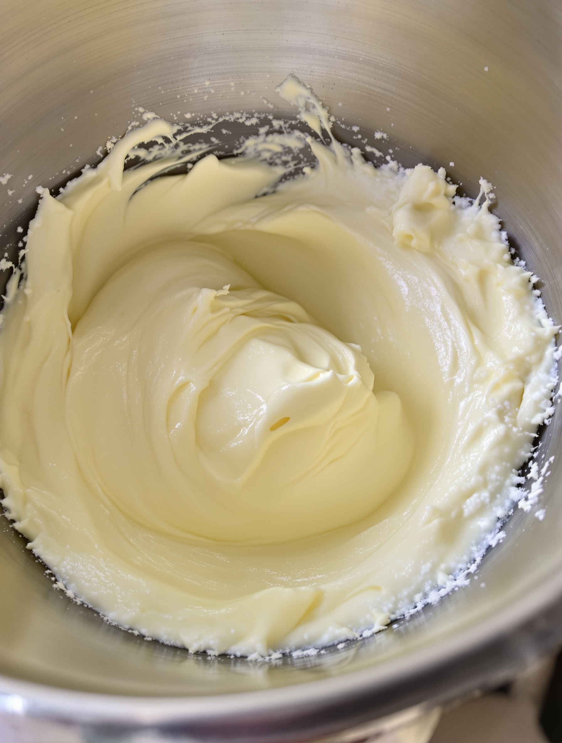Crémage beurre pommade et sucre glace pour pâte sucrée, texture aérienne vue de près