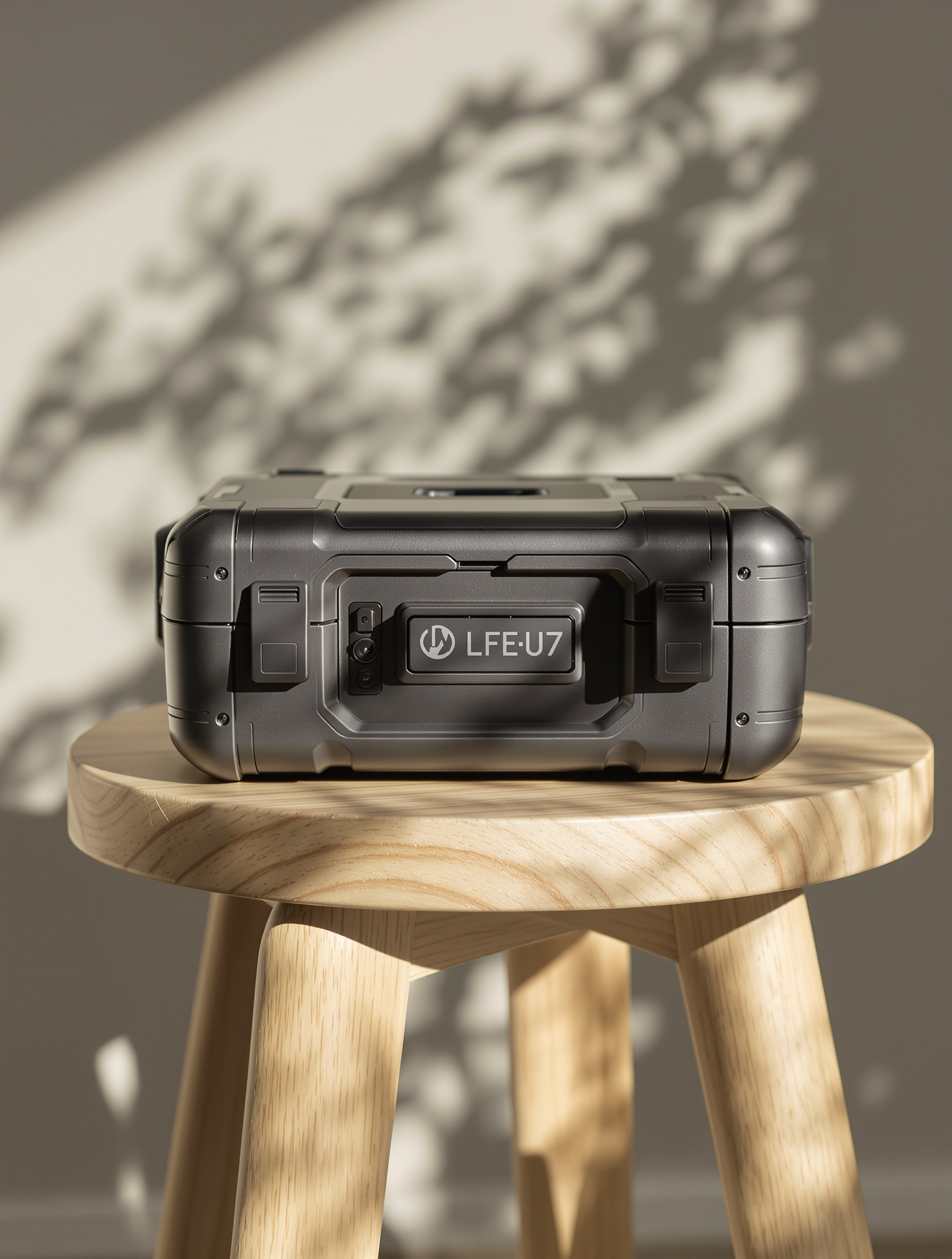 Valise diagnostic auto posée sur tabouret design en galerie