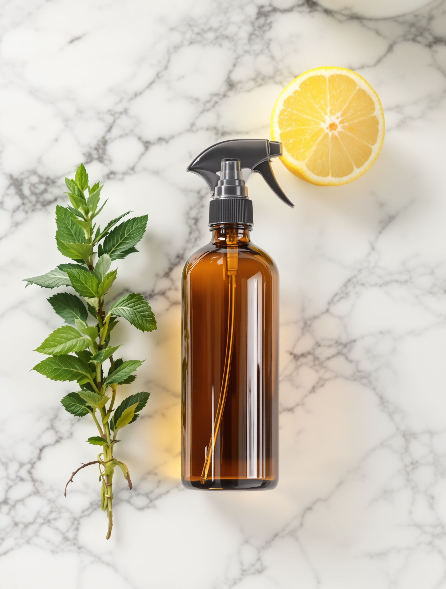 Spray maison élégant contre fourmis volantes sur fond marbre