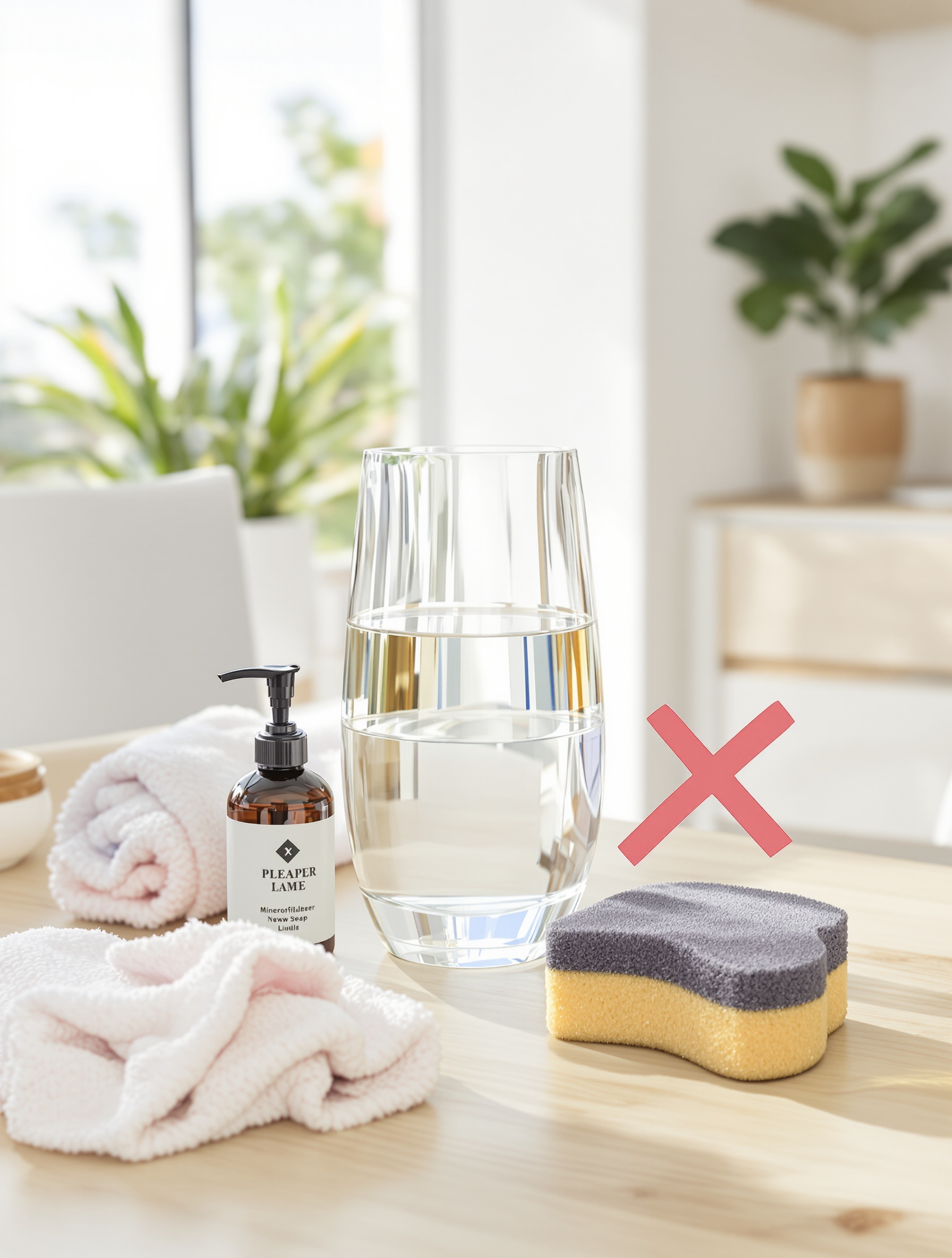 Checklist entretien vase cristal eau tiède chiffon microfibre savon noir DONTS lave-vaisselle