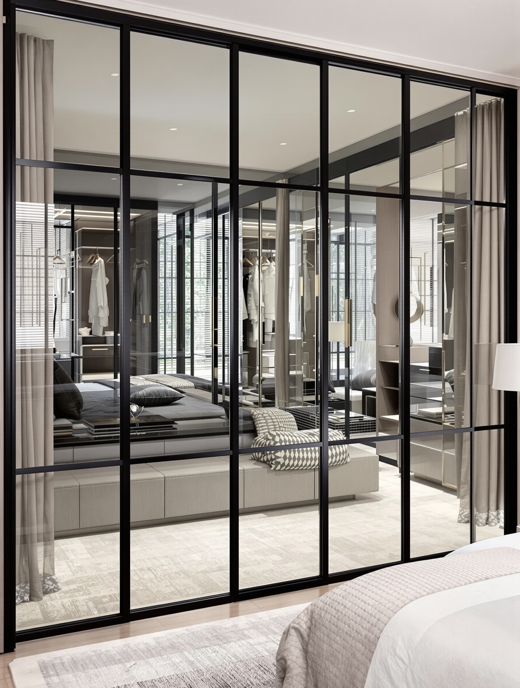 Verrière noire élégante chambre dressing suite parentale