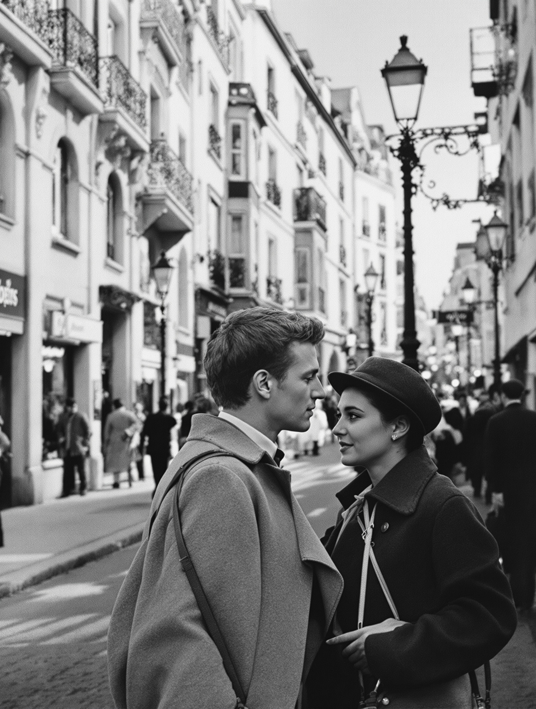 Photographie noir et blanc emblématique de Willy Ronis : scène parisienne des années 1950, lumière naturelle poétique.