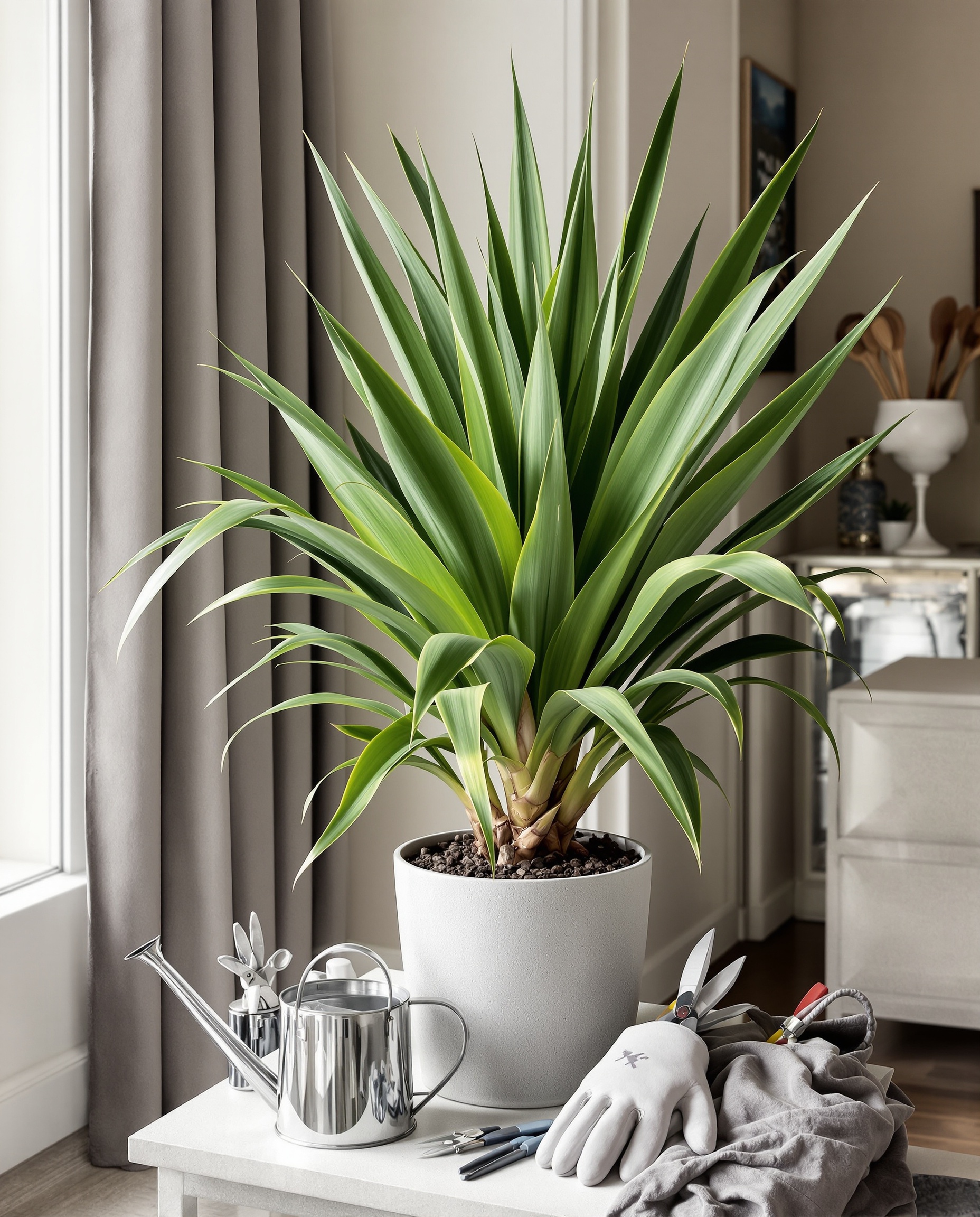 Yucca intérieur sain salon contemporain entretien exemplaire